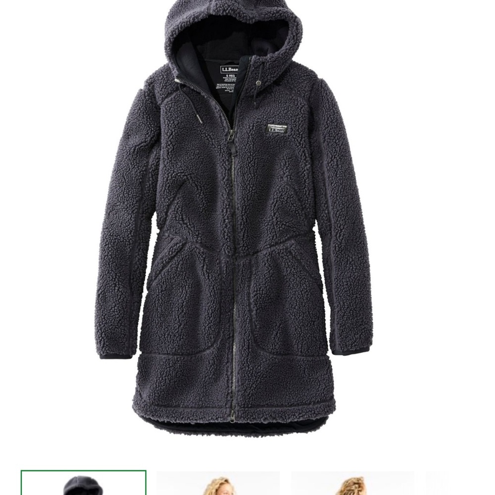 NWOT LARGE L.L.Bean Black Fleece Hooded Coat